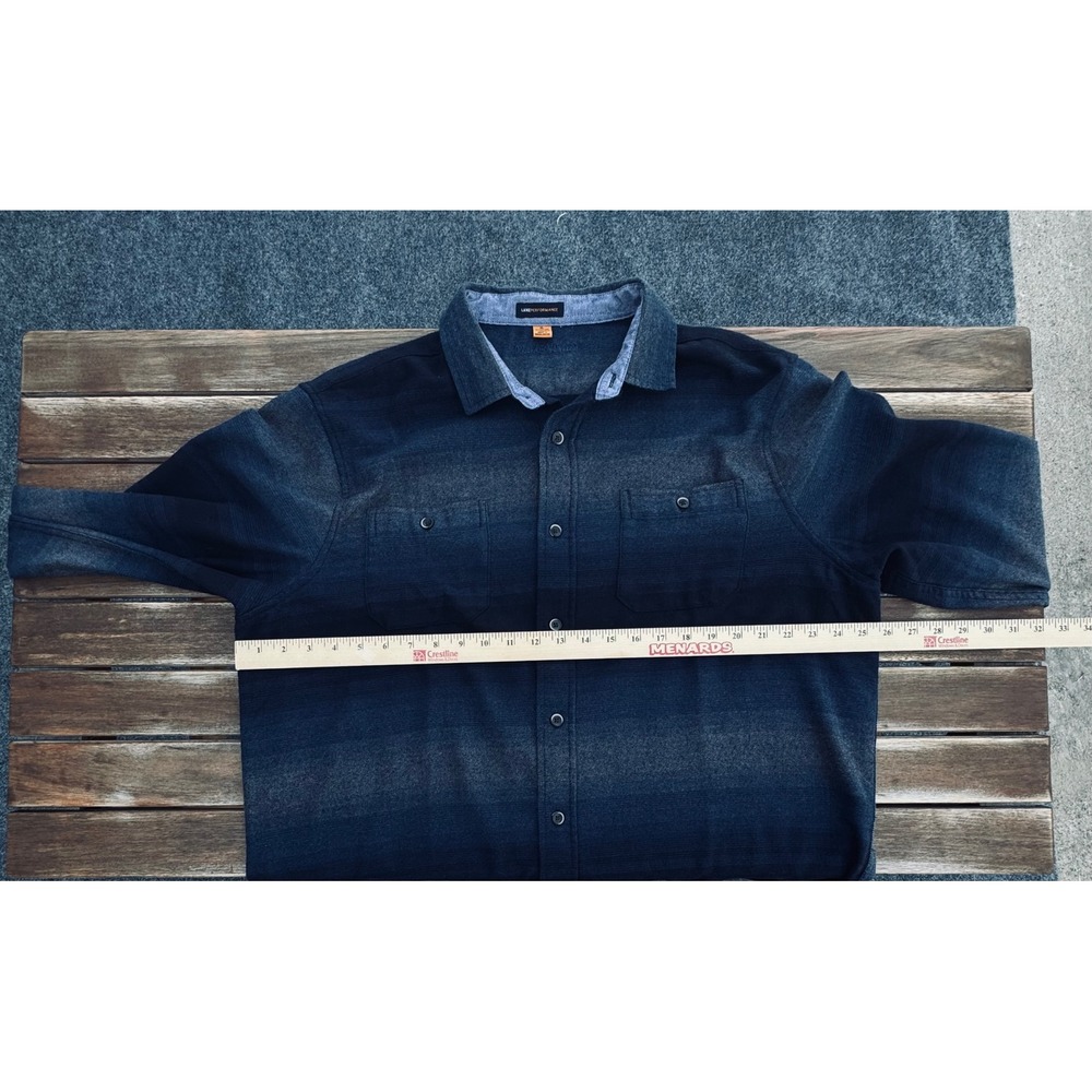 Tailor Vintage Luxe Performance Blue Ombre Flannel Shirt Mens XL Long Sleeve - Picture 5 of 8